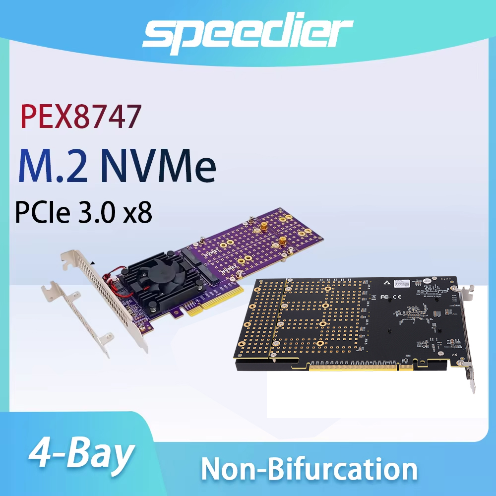 بطاقة توسعة PCIe 3.0 X8 بأربعة - مراجعة Quad M.2 Nvme Pcie Bifurcation Card وسعره